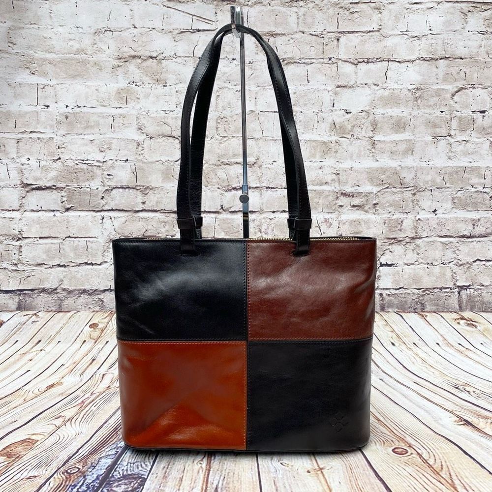 Patricia Nash Braden Tote Colorblock Black Tan Leather NWT Dust Bag